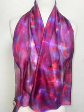 Load image into Gallery viewer, Hand Dyed Silk Neck Scarf in Purple Cerise Cobalt Navy by Designer Silk Artist
