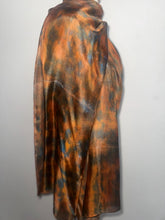 Load image into Gallery viewer, Hand Dyed Long Silk Scarf in Greens and Tan
