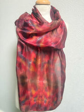 Load image into Gallery viewer, Hand Dyed Long Silk Scarf in Rainbow Shades
