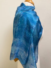 Load image into Gallery viewer, Hand Dyed Silk Neck Scarf in Blue Azure Light Navy by Designer Silk Artist
