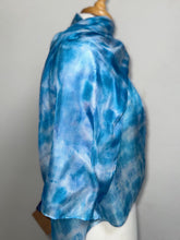 Load image into Gallery viewer, Hand Dyed Silk Neck Scarf in Blue Purple Navy White by Designer Silk Artist
