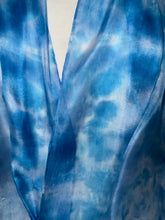 Load image into Gallery viewer, Hand Dyed Silk Neck Scarf in Blue Purple Navy White by Designer Silk Artist
