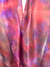 Load image into Gallery viewer, Hand Dyed Silk Neck Scarf in Cherry Red Lilac Blue by Designer Silk Artist

