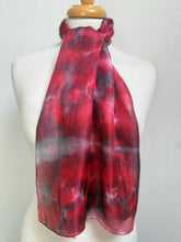 Load image into Gallery viewer, Hand Dyed Silk Neck Scarf in Dark Cherry Burgundy Red by Designer Silk Artist
