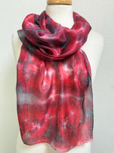 Load image into Gallery viewer, Hand Dyed Silk Neck Scarf in Dark Cherry Burgundy Red by Designer Silk Artist
