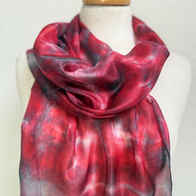 Load image into Gallery viewer, Hand Dyed Silk Neck Scarf in Dark Cherry Burgundy Red by Designer Silk Artist
