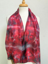 Load image into Gallery viewer, Hand Dyed Silk Neck Scarf in Dark Cherry Burgundy Red by Designer Silk Artist
