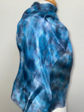 Load image into Gallery viewer, Hand Dyed Silk Neck Scarf in Purple Blue Pink by Designer Silk Artist
