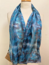 Load image into Gallery viewer, Hand Dyed Silk Neck Scarf in Purple Blue Pink by Designer Silk Artist
