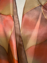 Load image into Gallery viewer, Flames Design Long Scarf in Shades of Brown : Hand Painted Silk
