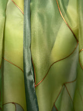 Load image into Gallery viewer, Flames Design Long Scarf in Shades of Green : Hand Painted Silk
