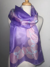 Load image into Gallery viewer, Bubbles Design Silk Long Scarf in Lilac : Hand Painted by Designer Silk Artist
