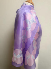 Load image into Gallery viewer, Bubbles Design Silk Long Scarf in Lilac : Hand Painted by Designer Silk Artist
