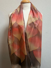Load image into Gallery viewer, Flames Design Long Scarf in Shades of Brown : Hand Painted Silk
