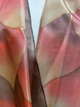 Load image into Gallery viewer, Flames Design Long Scarf in Shades of Brown : Hand Painted Silk
