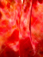 Load image into Gallery viewer, Hand Dyed Square Silk Scarf in Shades of Red Pink Coral Tan by Designer Silk Artist
