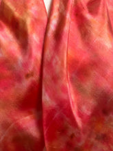 Load image into Gallery viewer, Hand Dyed Square Silk Scarf in Shades of Red Pink Coral Tan by Designer Silk Artist
