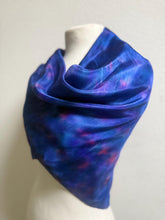 Load image into Gallery viewer, Hand Dyed Square Silk Scarf in Shades of Cobalt Blue Pink by Designer Silk Artist
