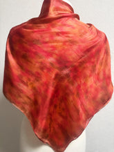 Load image into Gallery viewer, Hand Dyed Square Silk Scarf in Autumn Shades by Designer Silk Artist
