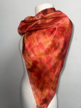 Load image into Gallery viewer, Hand Dyed Square Silk Scarf in Autumn Shades by Designer Silk Artist
