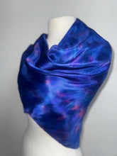 Load image into Gallery viewer, Hand Dyed Square Silk Scarf in Shades of Cobalt Blue Pink by Designer Silk Artist
