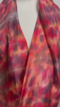 Load and play video in Gallery viewer, Hand Dyed Silk Neck Scarf in Cherry Red Grey Brown by Designer Silk Artist
