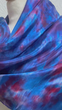 Load and play video in Gallery viewer, Hand Dyed Square Silk Scarf in Blue Navy Red
