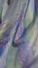 Load and play video in Gallery viewer, Peacock Feathers Design Long Scarf : Hand Painted Silk in Blues Navy Green Copper by Designer Silk Artist
