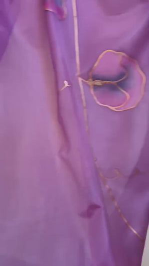 Sweet Peas Design X Long Silk Scarf : Hand Painted Silk in Clover Pink Red Navy