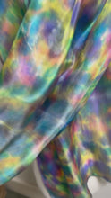Load and play video in Gallery viewer, Hand Dyed Long Silk Scarf in Cottage Garden Colours by Designer Silk Artist
