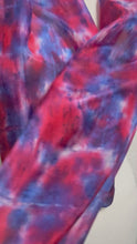 Load and play video in Gallery viewer, Hand Dyed Silk Neck Scarf in Scarlet, Marine Blue, White by Designer Silk Artist
