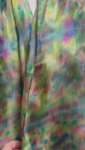 Load and play video in Gallery viewer, Hand Dyed Silk Neck Scarf in Cottage Garden Colours by Designer Silk Artist
