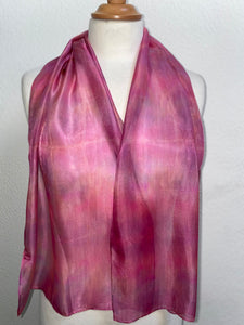 Hand Dyed Silk Neck Scarf in Pastel Pinks