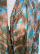 Load image into Gallery viewer, Hand Dyed Long Silk Scarf in Shades of Brown &amp; Turquoise
