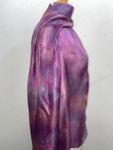 Load image into Gallery viewer, Hand Dyed Long Silk Scarf in Clover Pink, Grey, Purple
