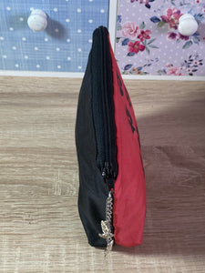 Paw Prints Cosmetics Purse in Red : Hand Painted Silk