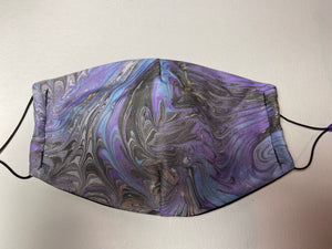 Marbled Silk Face Covering/Mask in Lilac and Grey