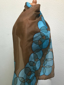 Bubbles Design Long Silk Scarf : Hand Painted Silk