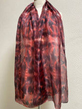 Load image into Gallery viewer, Hand Dyed Long Silk Scarf in Hot Coral &amp; Grey
