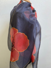 Load image into Gallery viewer, Poppies Design Long Scarf : Hand Painted Silk
