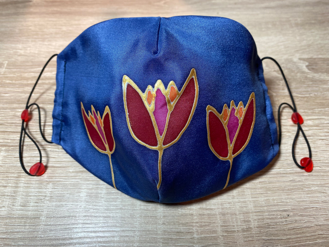 Tulips Design Hand Painted Silk Face Covering/Mask