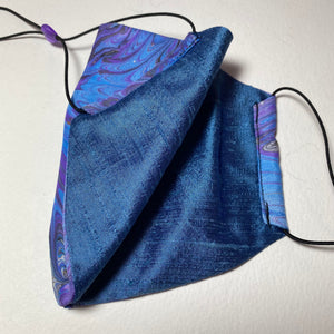 Marbled Silk Face Covering/Mask in Blue and purple