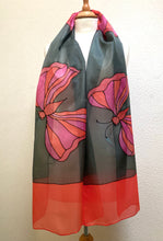 Load image into Gallery viewer, Butterflies Design X Long Silk Scarf : Hand Painted Silk
