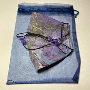 Marbled Silk Face Covering/Mask in Lilac and Grey