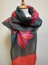 Load image into Gallery viewer, Butterflies Design X Long Silk Scarf : Hand Painted Silk
