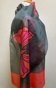 Butterflies Design X Long Silk Scarf : Hand Painted Silk