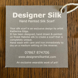 Potteries Design X Long Silk Scarf : Hand Painted Silk