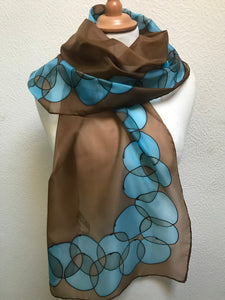 Bubbles Design Long Silk Scarf : Hand Painted Silk