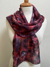Load image into Gallery viewer, Hand Dyed Silk Neck Scarf in Charcoal &amp; Red
