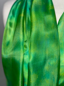 Hand Dyed Silk Neck Scarf in Greens